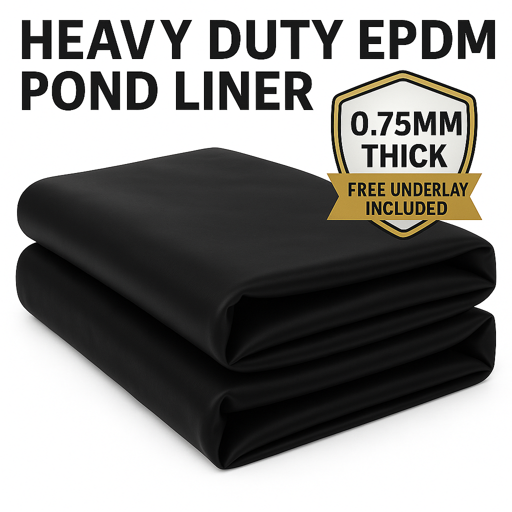 Professional EPDM Rubber Pond Liner 0.75mm + FREE Underlay – Long-Lasting, Flexible & Fish-Safe