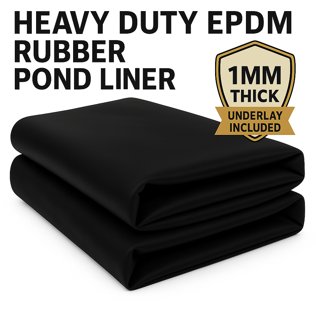 Pond Liner with Underlay – 1mm Thick Rubber, Leak-Proof, UV & Tear-Resistant for Long Life