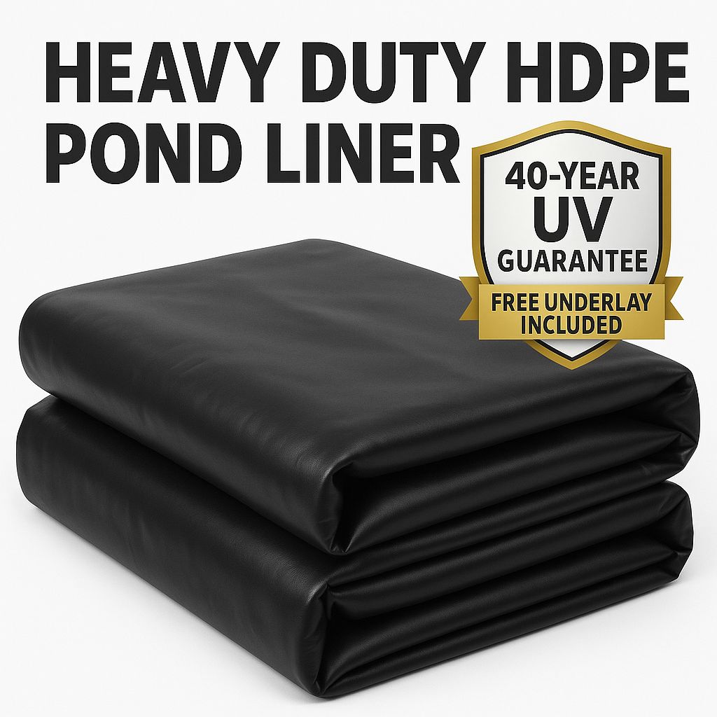 Heavy Duty HDPE Pond Liner – UV-Resistant | 40-Year Guarantee + Free Underlay | Durable Fish & Wildlife Pond Liner