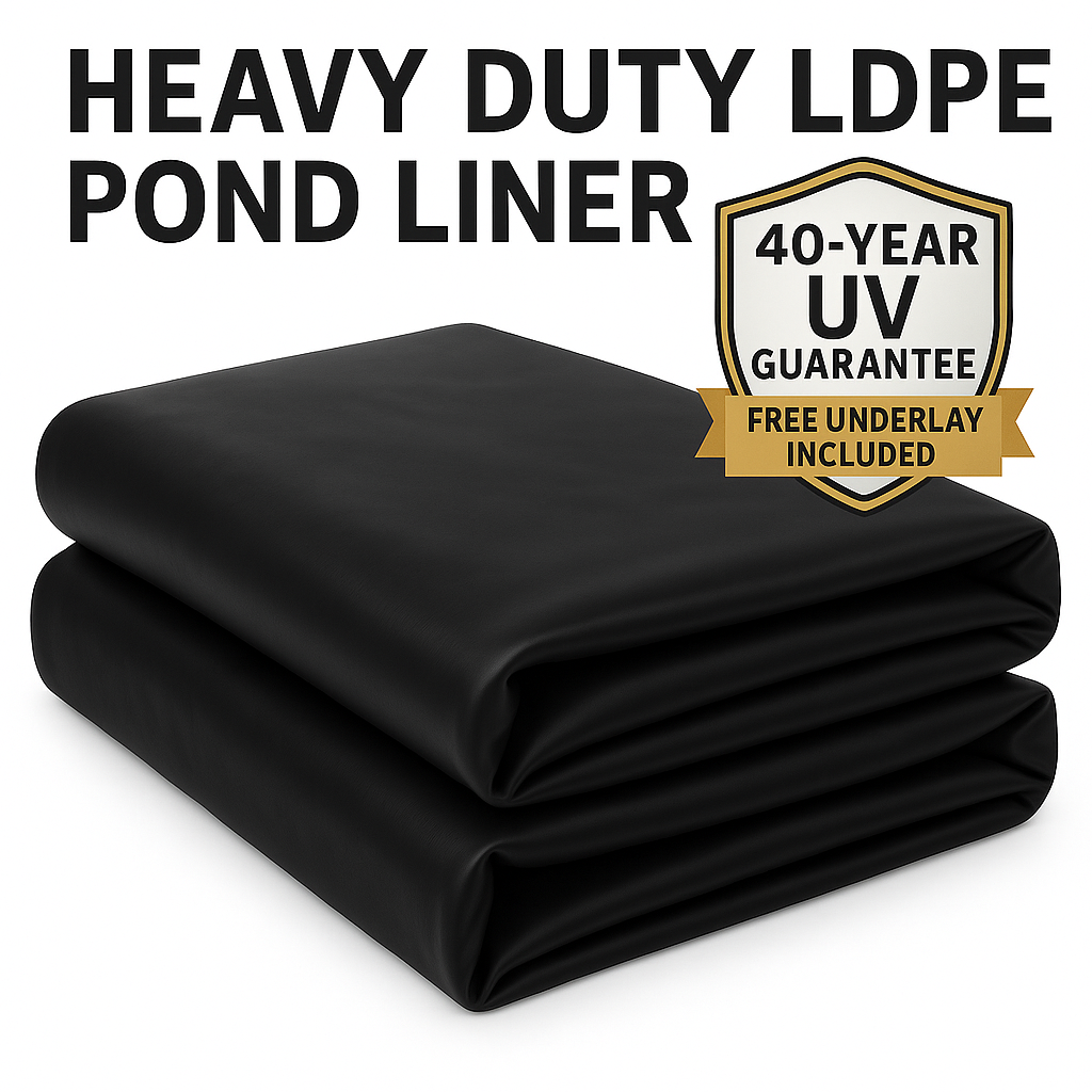 High-Performance LDPE Pond Liner – 40-Year Durability, Easy Install + FREE Underlay Perfect for Garden & Koi Ponds