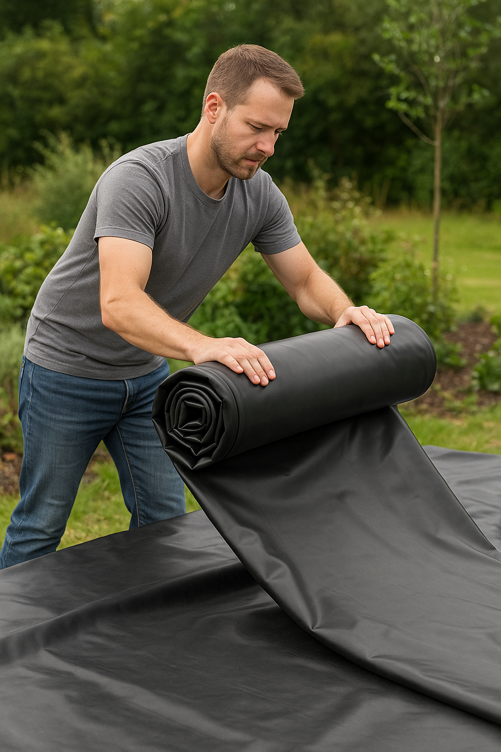 Pond Liner with Underlay – 1mm Thick Rubber, Leak-Proof, UV & Tear-Resistant for Long Life