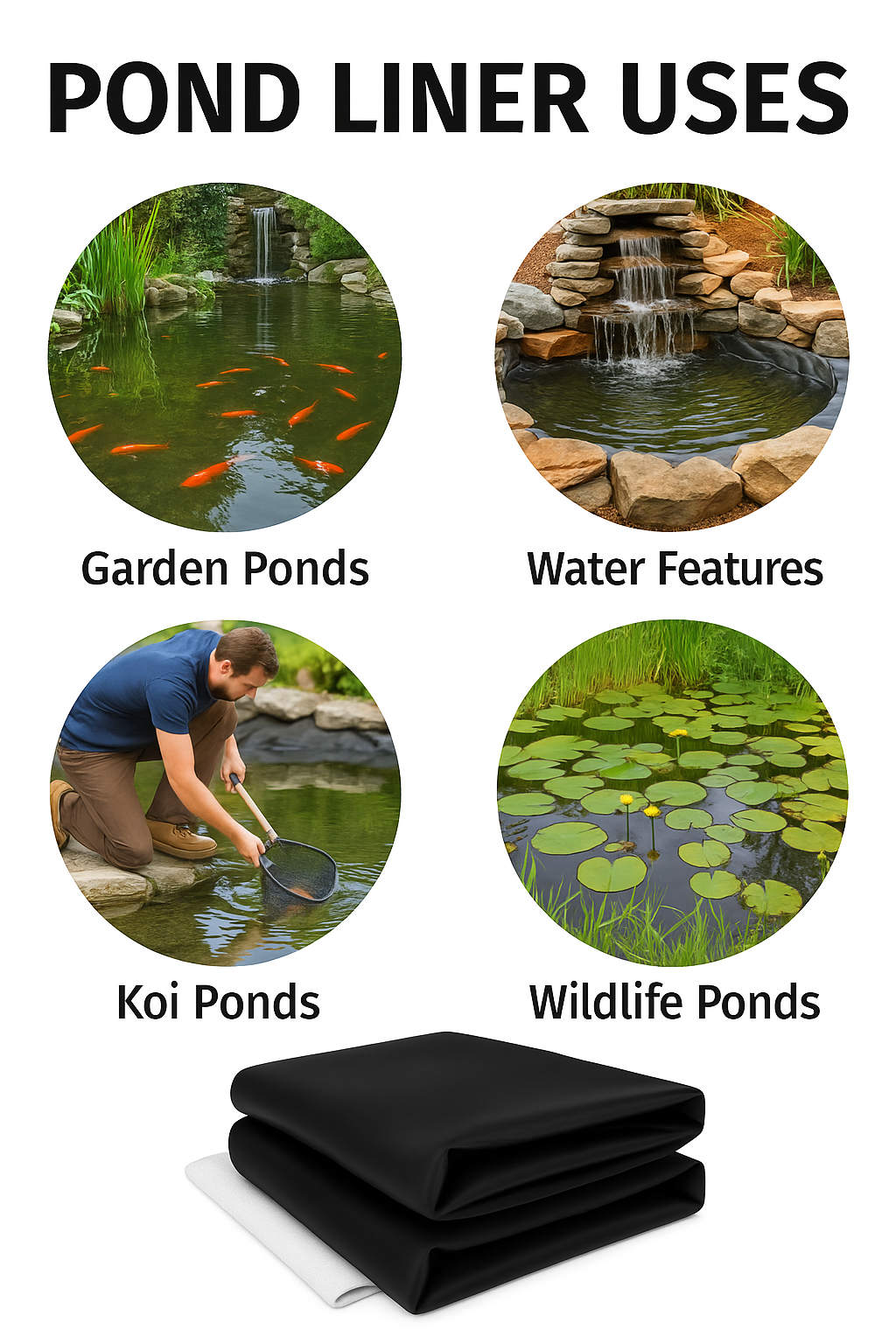 Professional-Grade PVC Pond Liner 0.5mm – Tear-Resistant, 30-Year Guaranteed with Free Underlay
