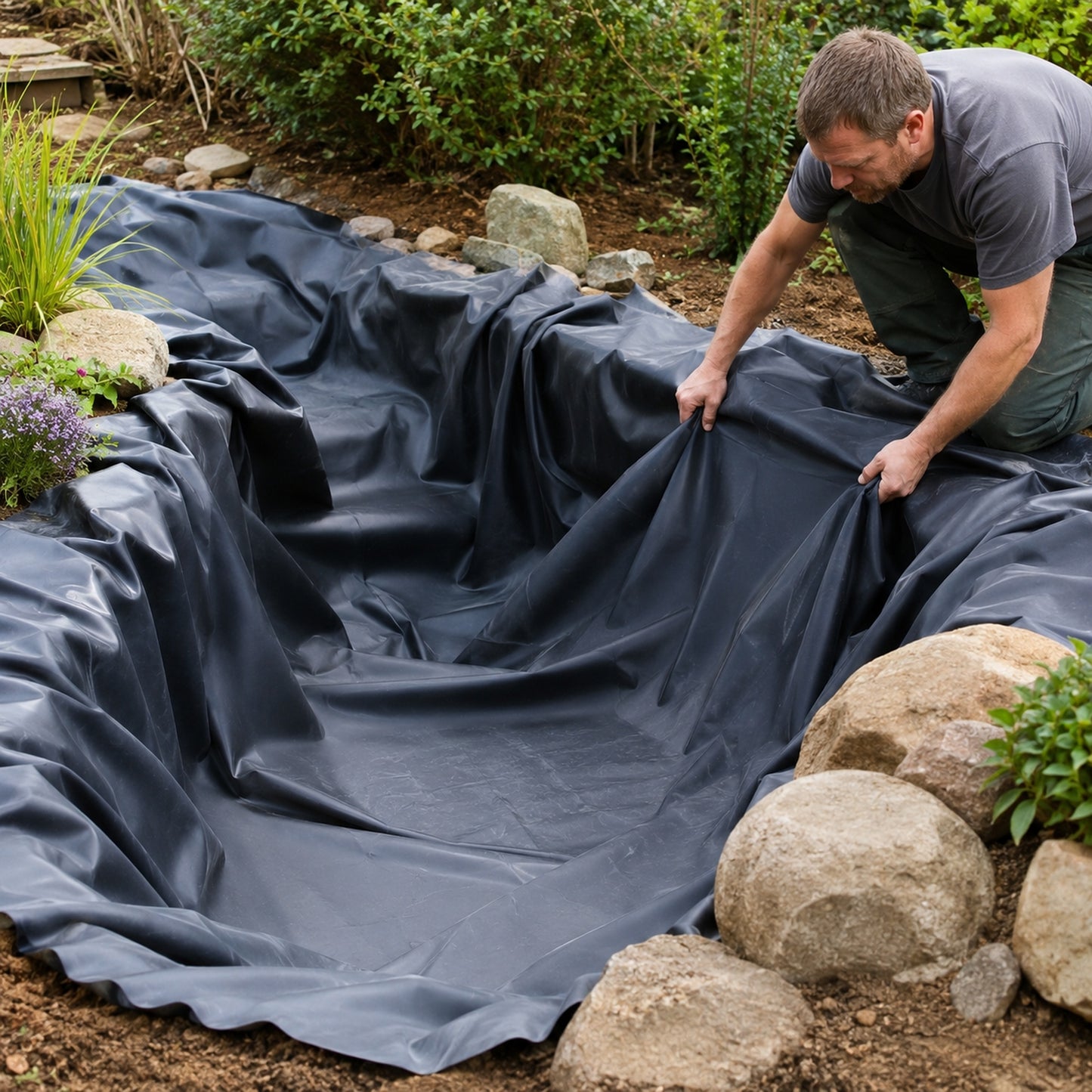 EPDM Rubber Pond Liner 0.75mm– Flexible Fish Pond Lining Sheet for Garden Ponds, Wildlife Ponds & Water Features