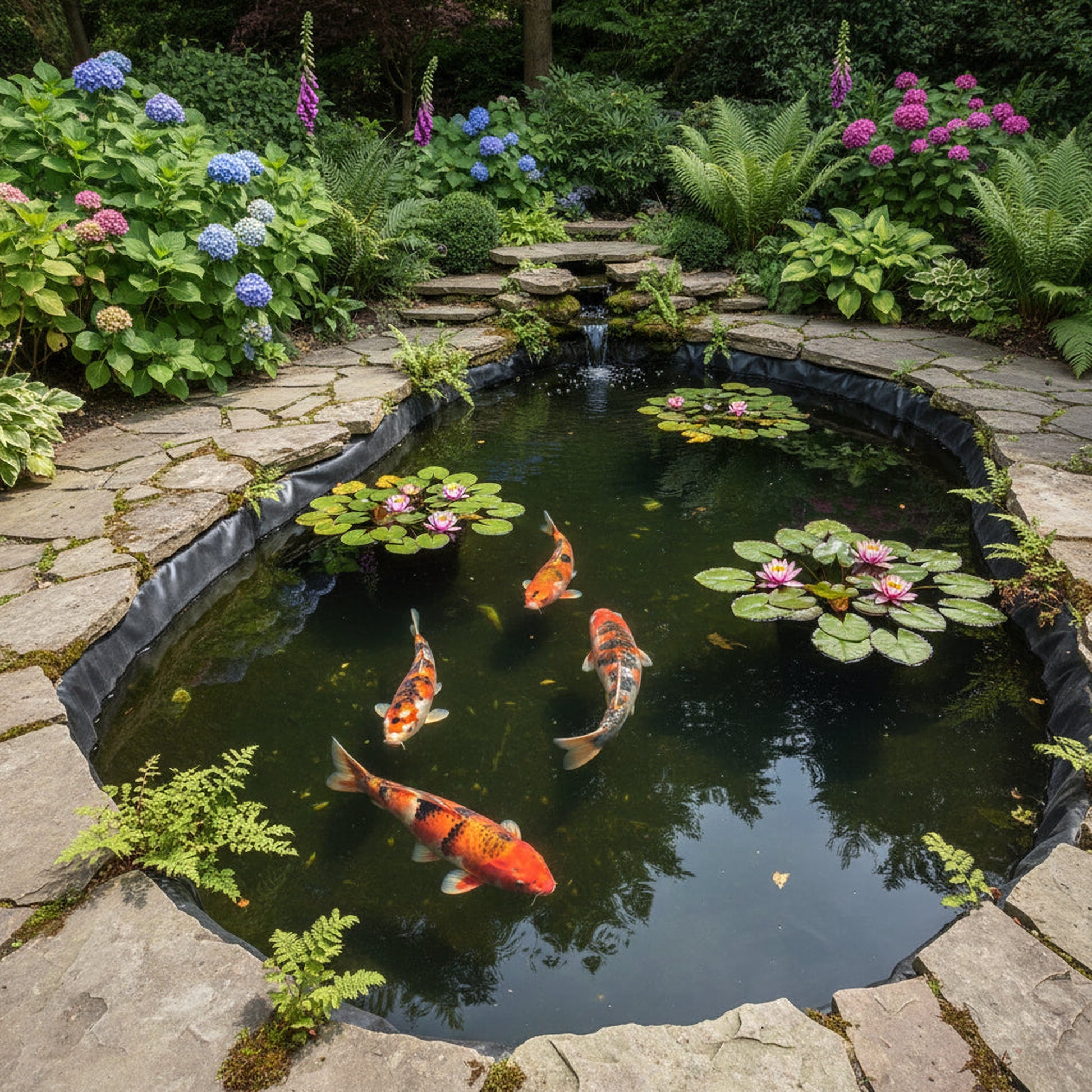 Black EPDM rubber pond liner koi pond UK - fish safe lifetime guarantee