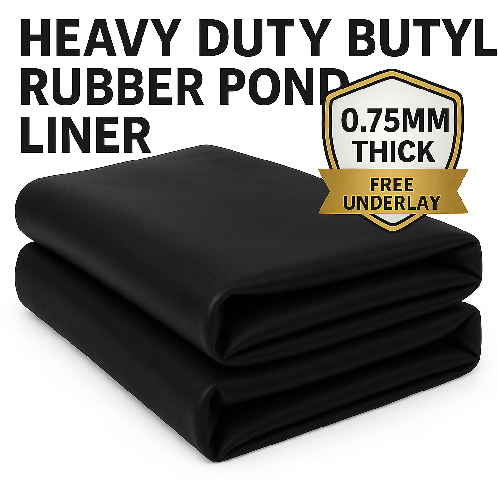 Heavy-Duty Butyl Pond Liner 0.75mm Free Protective Underlay Tear-Resistant, Flexible & Built to Last