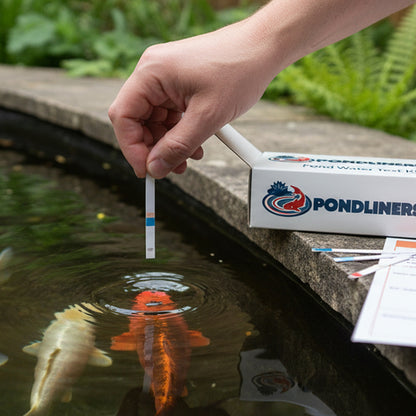 Pond water test kit being used to test koi pond water – PondLiners Co