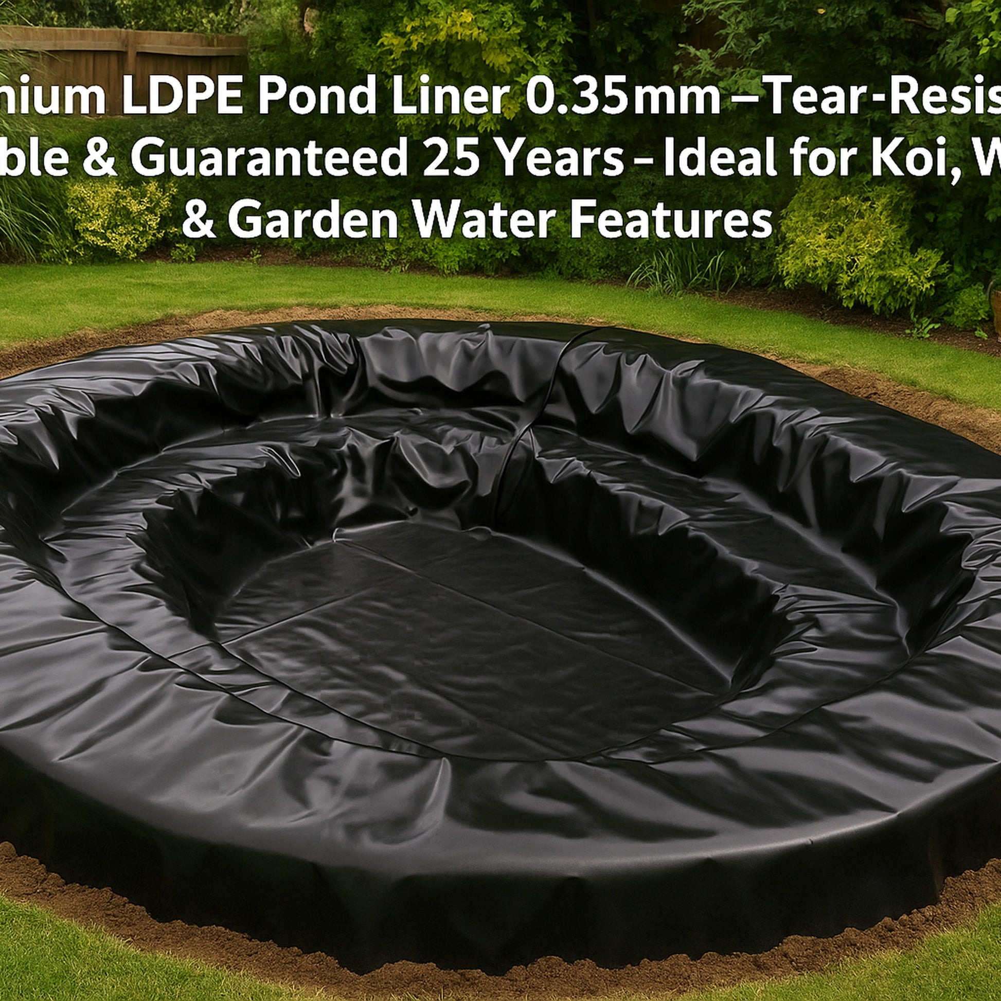 LDPE Pond Liner 0.35mm | Flexible & Tear-Resistant | 25 Year Guarantee | Free UK Delivery | Pond Liner UK | PondLinersco.co.uk