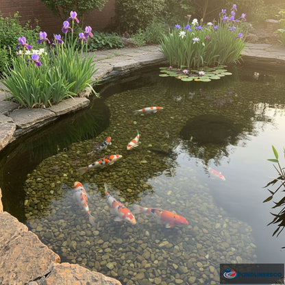 Crystal clear koi pond maintained with ammonia remover