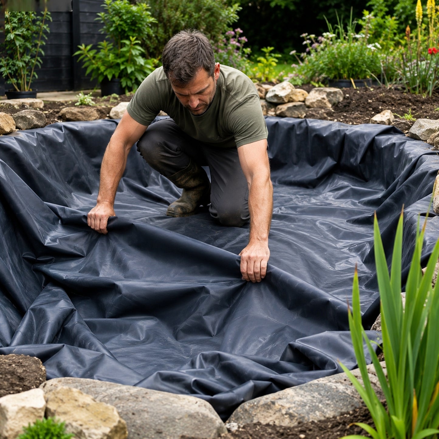 EPDM Rubber Pond Liner 0.75mm– Flexible Fish Pond Lining Sheet for Garden Ponds, Wildlife Ponds & Water Features