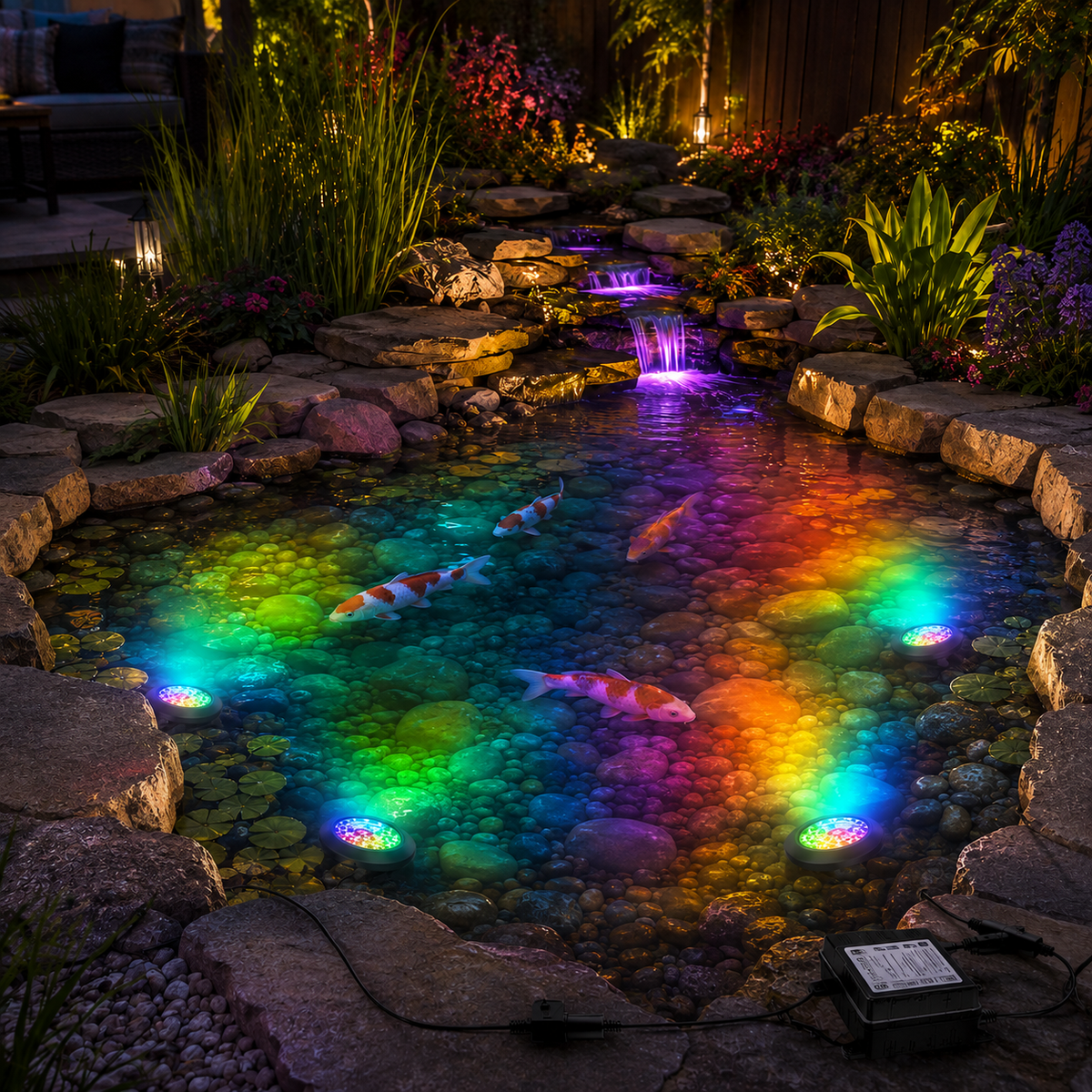 Pond LED Lights UK – Submersible Colour Changing Kit | Koi Pond