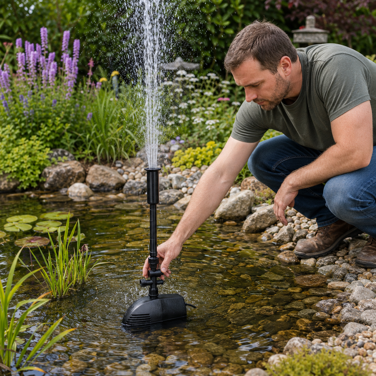 Pond Fountain Pump UK | Waterfall and Fountain | 1200-5000Lh | Submersible | Fish Safe